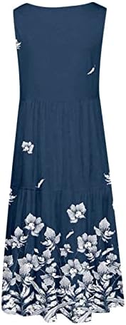 Vestido casual feminino sem mangas de verão impressão floral boho vestido de festa de balanço A-line Vestidos de camisa