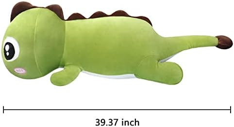 Travesseiro de pelúcia de dinossauro achwishap 39.3in, 1,7 lb, animais de pelúcia longos e empalhados, pelúcia de dinossauros