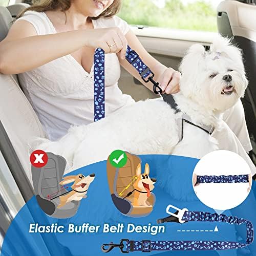 Lukovee Dog Sat Belt Leash para carros, 2 pacote de segurança de segurança de segurança com fivela ajustável e bungee reflexivo,