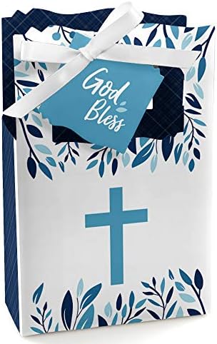Blue Elegant Cross - menino Partido religioso favorita caixas - Conjunto de 12