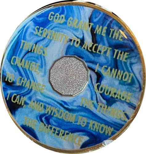 1 ano aa medalhão abstrato azul branco swirl tri-plat chip