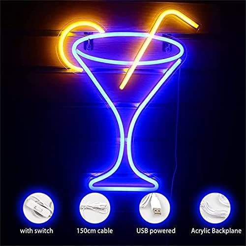 DVTEL Cocktail Neon Sign Modelagem LED LEITAS LUMAS LUMINAS LUZ DE SIGNA PAINEL DE ACRYLIC Luz decorativa, 43x33cm Hotel Restaurant