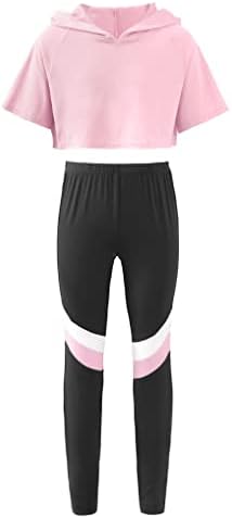 Kaerm Kids Girls Compoled Crop Crop Tops e Athletic Tight Pants Awear Ativo Conjunto de roupas de verão 2pcs Ginásticas esportivas