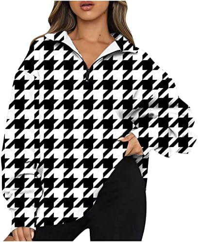 Kuaileya feminino meio zip pullover de moda superdimensionadas para mulheres meio zip pullover de manga comprida zip quarto