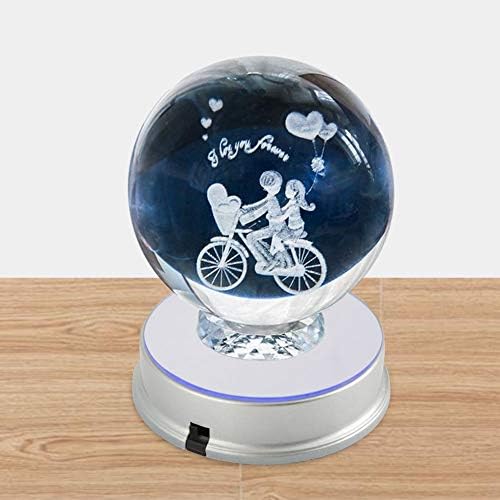 Base de exibição de cristal rotativa de luz colorida, base de exibição LED para cristais Art Round Stand Plate Stand Plate para 3D Crystal Glass Ball Art)