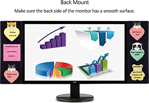 4 peças Placa de memorando de monitor de computador preto, monitor de 11 x 4 polegadas porta de nota de nota Screen Screen Notes Sticky