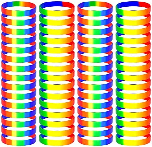 Tuparka 78pcs Pulseiras de orgulho gay LGBT Lesbian Rainbow Wrists Silicone Sports Bracelets de borracha