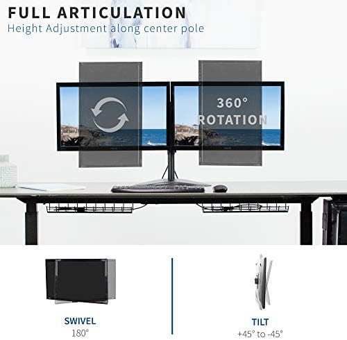 VIVO Dual Dual de 13 a 30 polegadas LCD Monitor Stand com base, montagem independente totalmente ajustável com inclinação