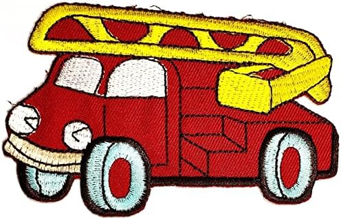 Kleenplus 3pcs. Veículo de resgate costurar ferro em remendo apliques artesanal de roupas artesanais Vestido de vestido Chapéu Jean Sticker Caminhão Red Patches de Cartoon REPARO