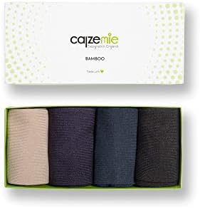 meias de vestido de bambu de Calzemie para homens, pacote de 4 com caixa de presente, meias casuais de vestido tamanho 9-13