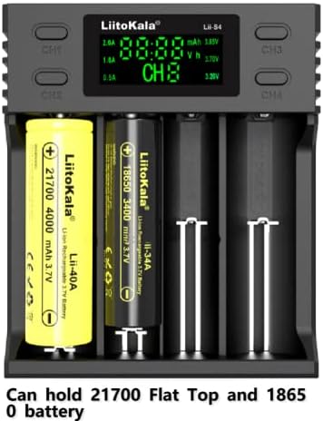 4 Baía USB 18650 Carregador de bateria com LCD Light Digital Display ， Carregador de bateria universal para 18650 26650 AA AAA 18350