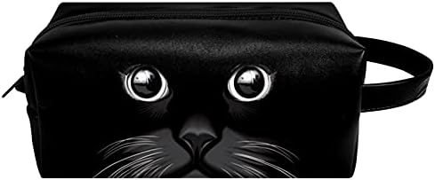Bolsa de maquiagem de bolsa cosmética POCH PU CALARO DE CALURA DE VIAGENS DE VIAGENS DE VIAGENS COM FURNO DE CAT BLACK CAT