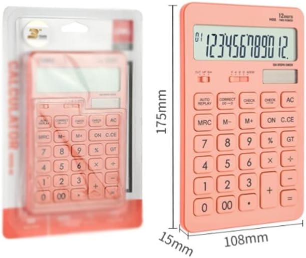 Calculadora LDCHNH Plastic-12 Digits 120 Etapas Verifique a bateria e energia solar Dual Power Big Display (cor: preto, tamanho