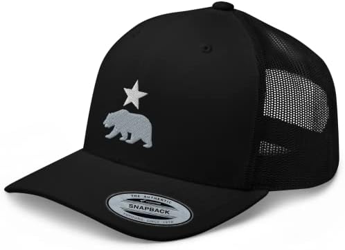 Rivemug California Bear e Star Rep Your State Platinum Trucker Hat Bill Curved Bill Snapback Baseball Cap Men Women