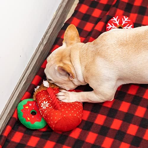 Brinquedos de cães de Natal Orzechko - brinquedos de cachorro de pelúcia para cães pequenos para cães grandes - donut e