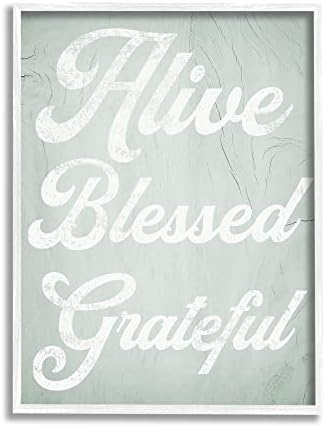 Stuell Industries Alive Gratesty Grateful Vintage Tree Pattern Phrase Art sobre a parede emoldurada, Design de Daphne Polselli