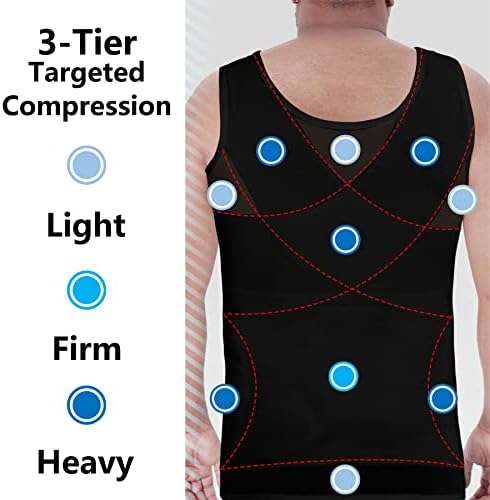 Traga confiança camisa de compressão no peito masculina/esconde ginecomastia moobs emagrecedor de corpo vasto （m-3xl）