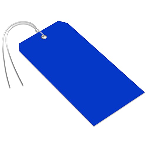 Tag azul em branco do SmartSign com fio | 6,25 x 3,125 Tamanho 8 Polipropileno à prova de lágrimas, pacote de 25
