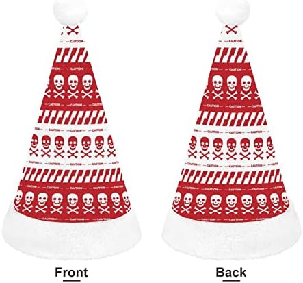 Fita de advertência com crânios Bordas vermelhas chapéu de Papai Noel para o capítulo de Natal vermelho Favorias de férias de ano novo