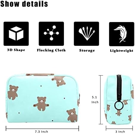 Tbouobt Gifts for Men Mulheres Bolsas de maquiagem Bolsa de higiene pessoal Sacos de cosméticos, Urso de Animal de Cartoon Azul
