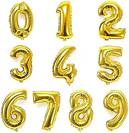 Balões de número de ouro de 42 polegadas, papel alumínio de hélio Mylat Large Birthday Party Digital Balloon