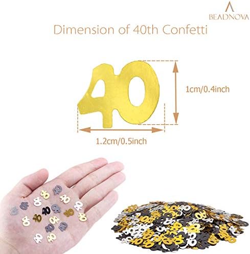Beadnova 40º aniversário confete de quarenta anos confete de 40 anos Confetti para decoração de decoração de festa de