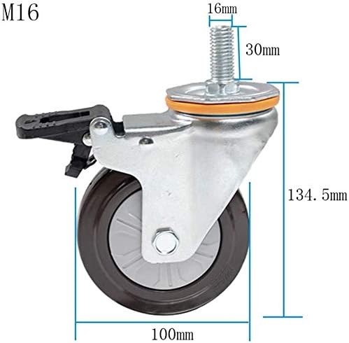 Lumecube 4 * 100 mm rodas de borracha giratória giratória gastadores de caules hastes de serviço pesado com freio, carregando 330