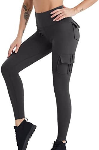 Confortável uma leggings sem costura com 4 bolsos para mulheres compressão de compressão calças elásticas para a execução de yoga treino