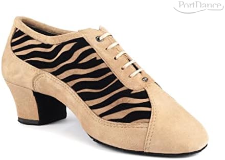 Sapatos de prática de portdance pd703 moda - cor: camelo/tigre -padrão - feito em Portugal