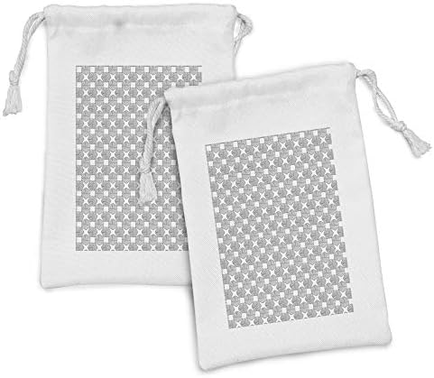Bolsa de tecido geométrico de Ambesonne, ilustração de quadrados e estrelas conectadas por estrias desenhadas à mão, pequenas bolsas