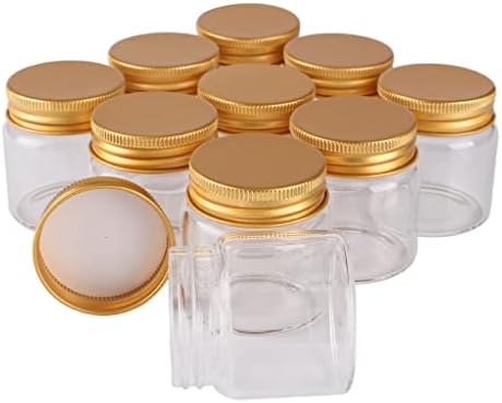 PDGJG 12 peças 50ml 475034mm garrafas de vidro com tampas de alumínio douradas garrafas de especiarias