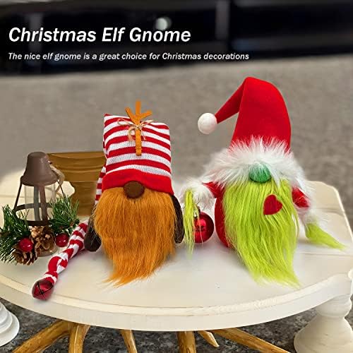 Decorações de gnomos de Natal Bwfy 2 pacote 2 Handmades sueco tomte gnomos de pelúcia Gnomos escandinavos Santa elfo elfo