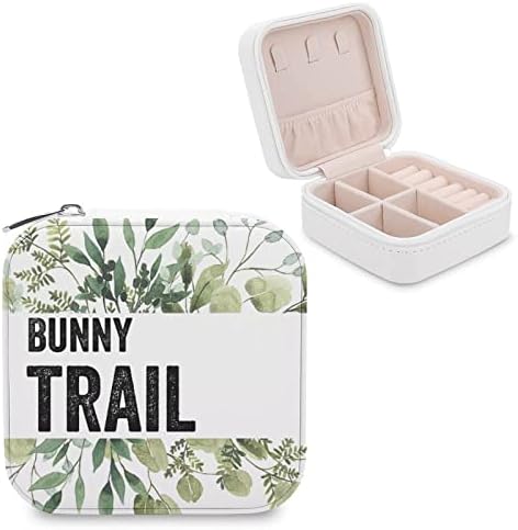 Pequena caixa de armazenamento do organizador de jóias de jóias para anéis Brincos, presentes para mulher namorada bestie, Bunny Trail