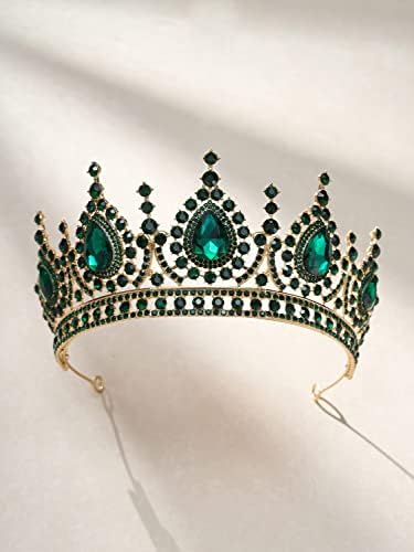 Sweetv Barroco Tiara Queen Crown for Women, Crystal Wedding Tiara for Bride, Halloween Prom Party Hair Hair Acessório