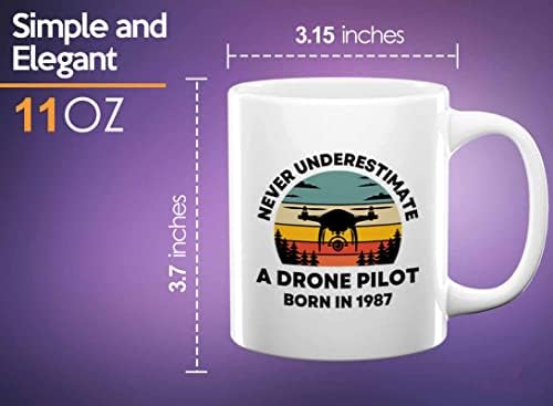 Bubble Abraços 1987 Caneca de café de aniversário 11oz White, Drone Pilot Nascido em 1987-35th Birthday Gift Turn 35 Nascido em