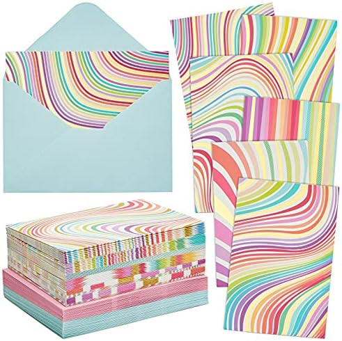 Cartões em branco com envelopes para todas as ocasiões, arco -íris listrado