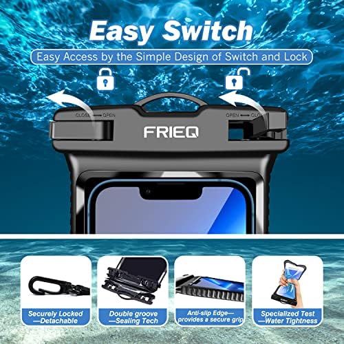 Bolsa de telefone à prova d'água Frieq com design estereoscópico 3D, bolsa seca de telefone celular subaquática compatível com o