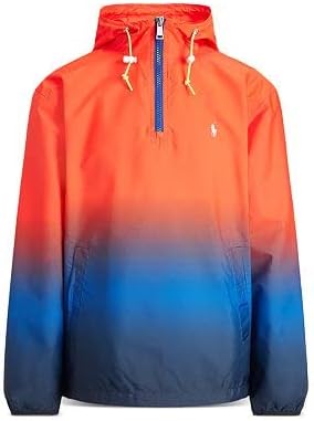 Polo Ralph Lauren Gradiente Nylon Windbreaker repelir 1/4 jaqueta de pulôver zip, laranja, grande