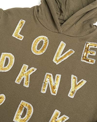 Sorto de moletom para meninas DKNY - capuz de lã de pulôver leve