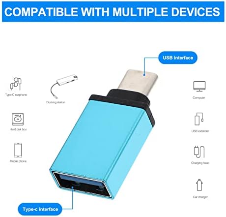 Adaptadores USB do SOLustre 6pcs Adaptador azul de metal Tipo C Tipo de conversor- Para telefone útil C. Tipo de conector USB
