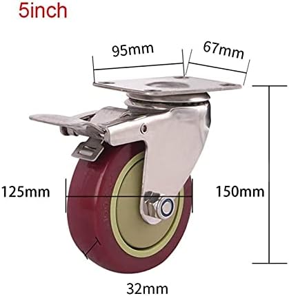 Rodas de rodízio GMLSD, rodas de 4pcsNoTerers com o giro pesado de freio de 100 mm Capacidade de carga industrial de 400 kg/giro/5 polegadas