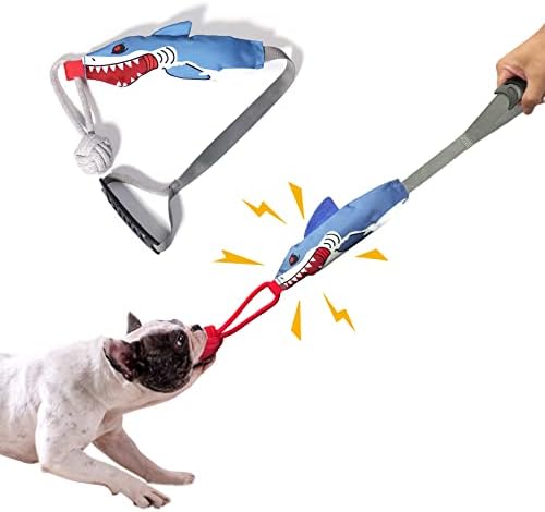Wldmai Dog Tug Toy: Squeak Toys para cães agressivos, brinquedos de cachorro interativos de cabo de guerra, brinquedos premium de corda de algodão-poli para cães pequenos, médios e grandes, A-shark