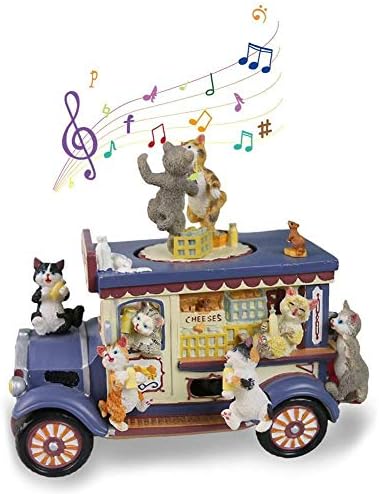 Cartoon Car Box Box Resina Cat Dancing Rotate Music Box Ano Novo Aniversário Gift Music Box Queen