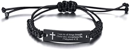 RealgEet personalizada unissex bíblia bíblia versículo citações de bracelete fé cristã Ajuste ajustável aço inoxidável