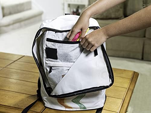 Jokari lavável reutilizável Desenhe sua própria capa de mochila de design com tiras. Use quaisquer marcadores laváveis ​​para personalizar uma bolsa de livros de volta à escola. Máquina de lavar segurança para decoração e colorir ilimitadas diversão