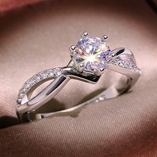 Split Shank Solitaire 6-Pronp simulado Diamante CZ Promessa de noivado Anniversary Bridal Wedding Ring