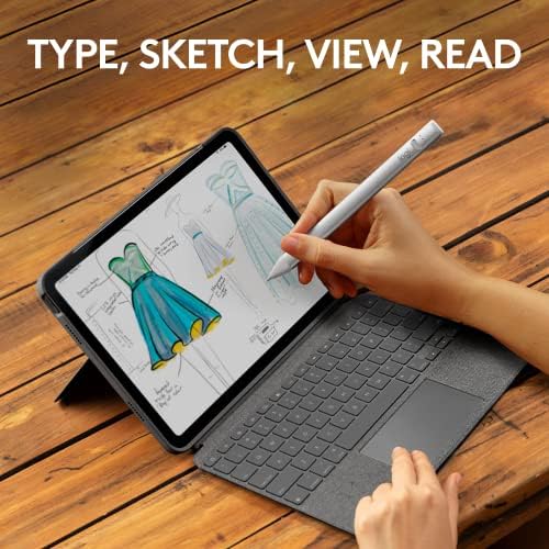 Logitech Combo Touch Touch Case do teclado Air e Logitech Crayon Lápis Digital - Oxford Gray, EUA Layout