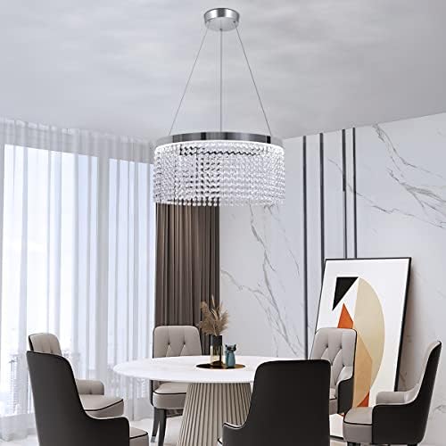 Buccleuch Modern LED lustre de lustre de cristal Luzes pendentes contemporâneos Grinte de 6500k Legal Branco Dimmível para sala de jantar Sala de estar Quarto contemporâneo da cozinha 19.7