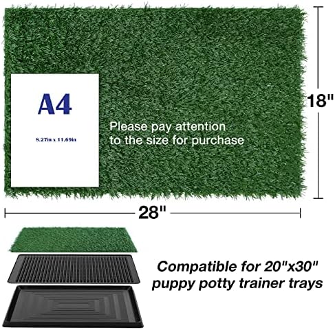 Globreen Artificial Dog Grass Pee Pads 28 x 18, grama de treinamento de cachorros para bandeja de penico, grama falsa reutilizável com drenagem, 2 pacotes
