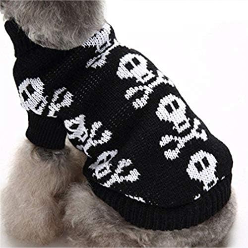 Sweater Skull Sweater Scull Holloween Roupos de animais de estimação de animais de estimação macios e confortáveis ​​- preto, xxl